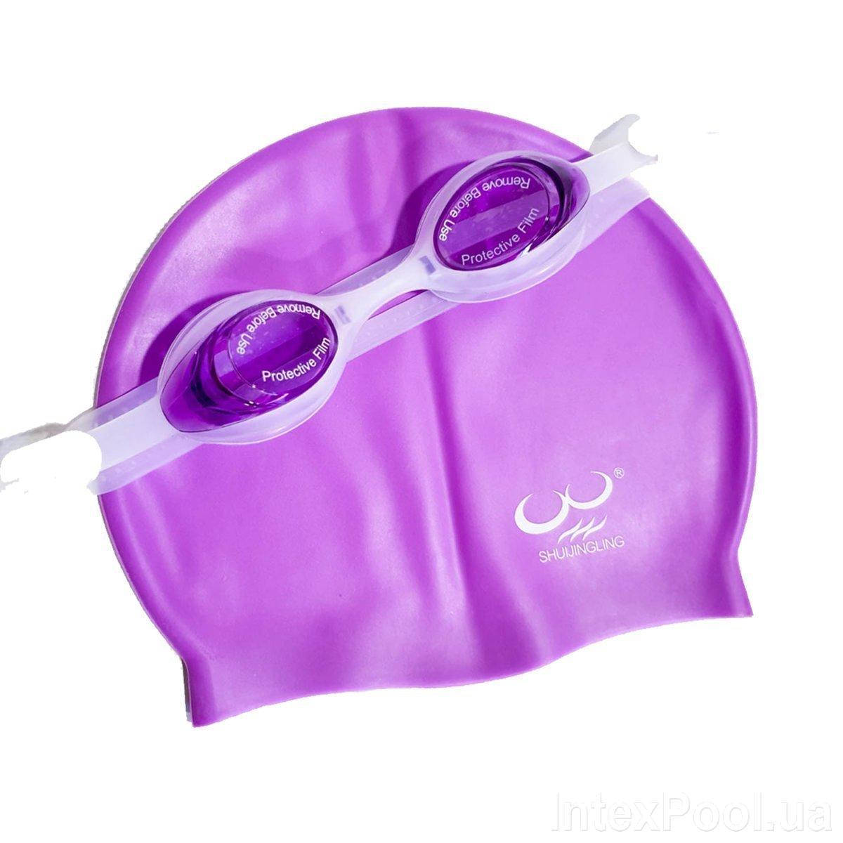 

Набор 2 в 1 для плавания Bambi(очки: размер M(8+), обхват головы ≈ 50-56 см, шапочка 22х19 см)