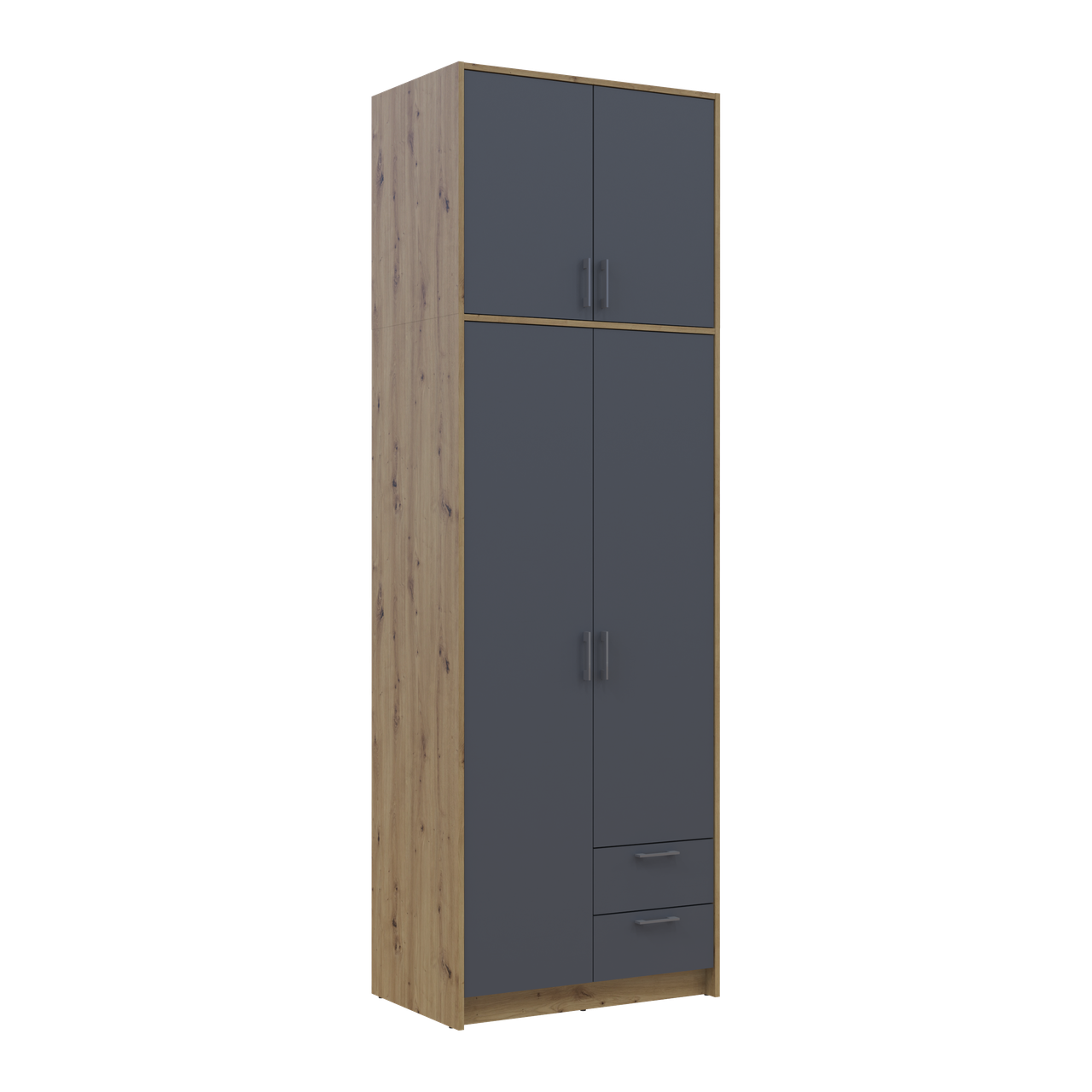 Шафа для одягу Doros Ронді з високою антресолею Дуб Артізан/Графіт 2 ДСП 82х52х260 (42005186) 6