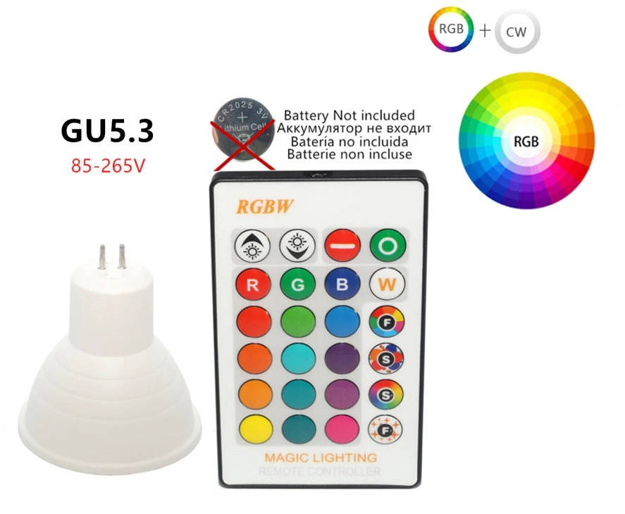 

Светодиодная лампа MR16 GU 5.3 LED 5W RGBW 220V + пульт