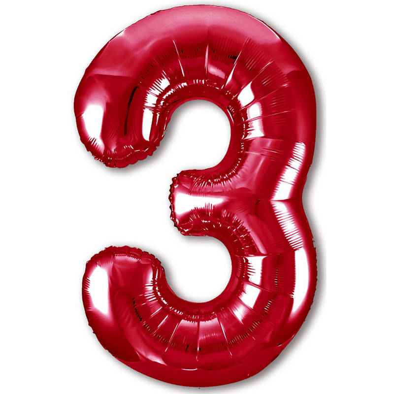 

Фольгированный шар цифра "3" Slim красный 102см Agura