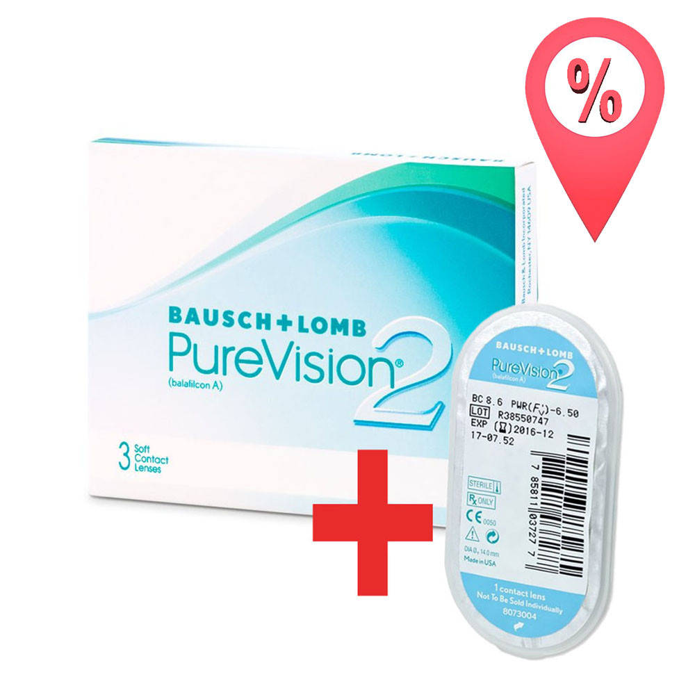 

Контактные линзы PureVision 2 Bausch+Lomb 3+1 Акция