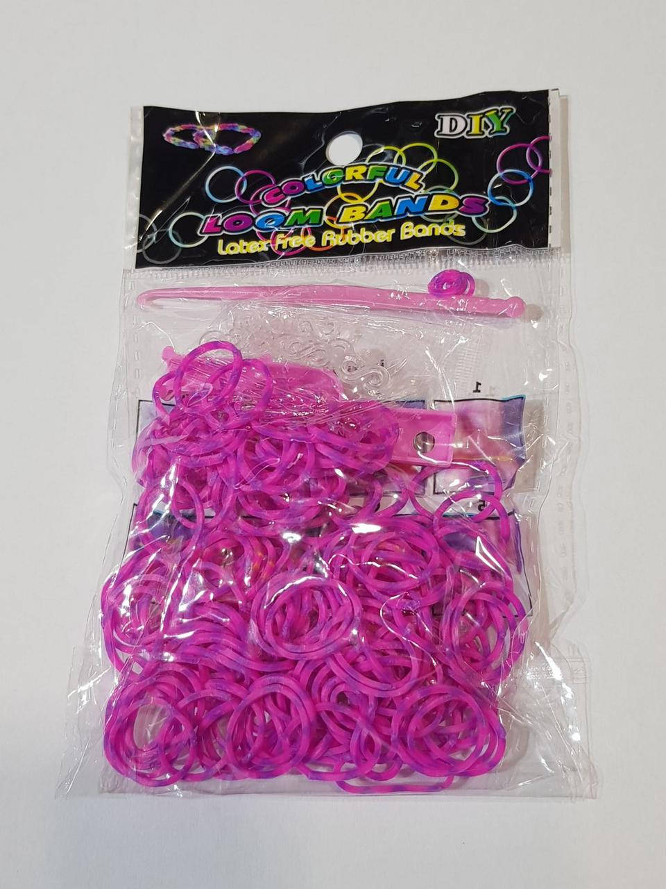 

Резинки для плетения браслетов фиолетовые полосатые 200шт