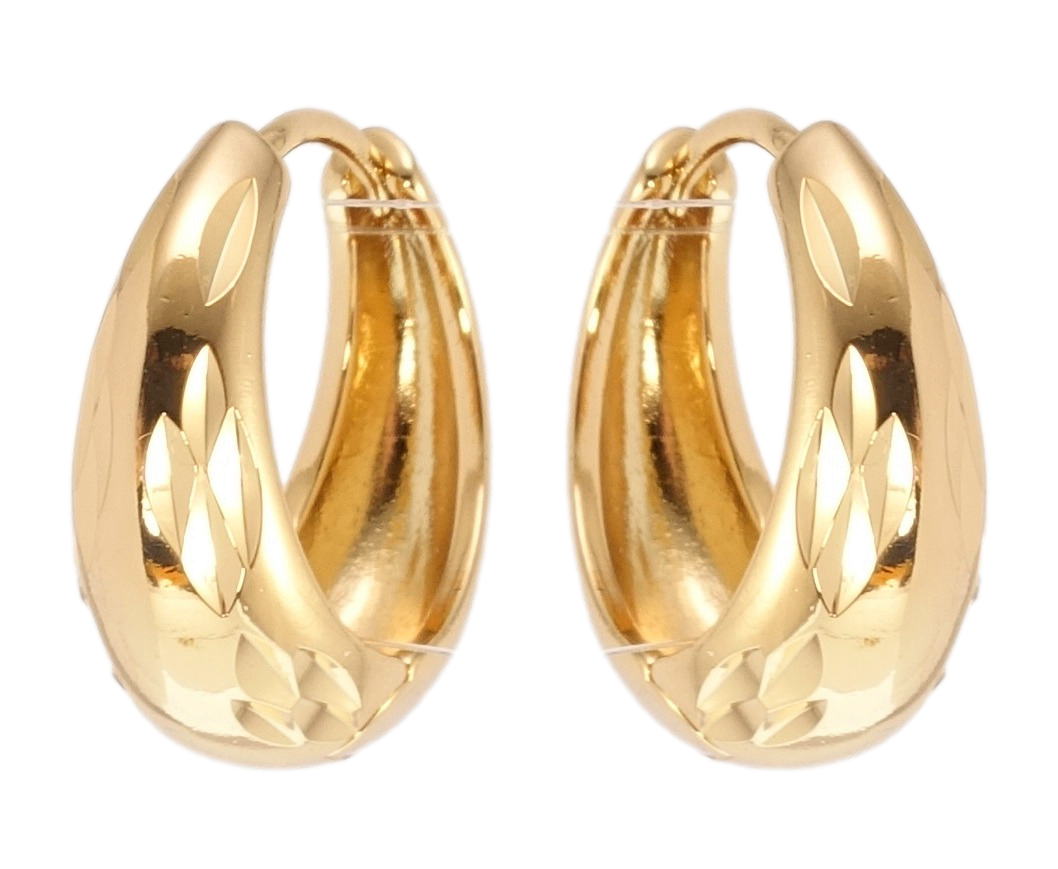 

Серьги Xuping Позолота 18K колечки "Декоративный орнамент насечками"