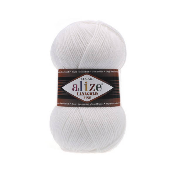 

55 Пряжа Alize Lanagold Fine белый