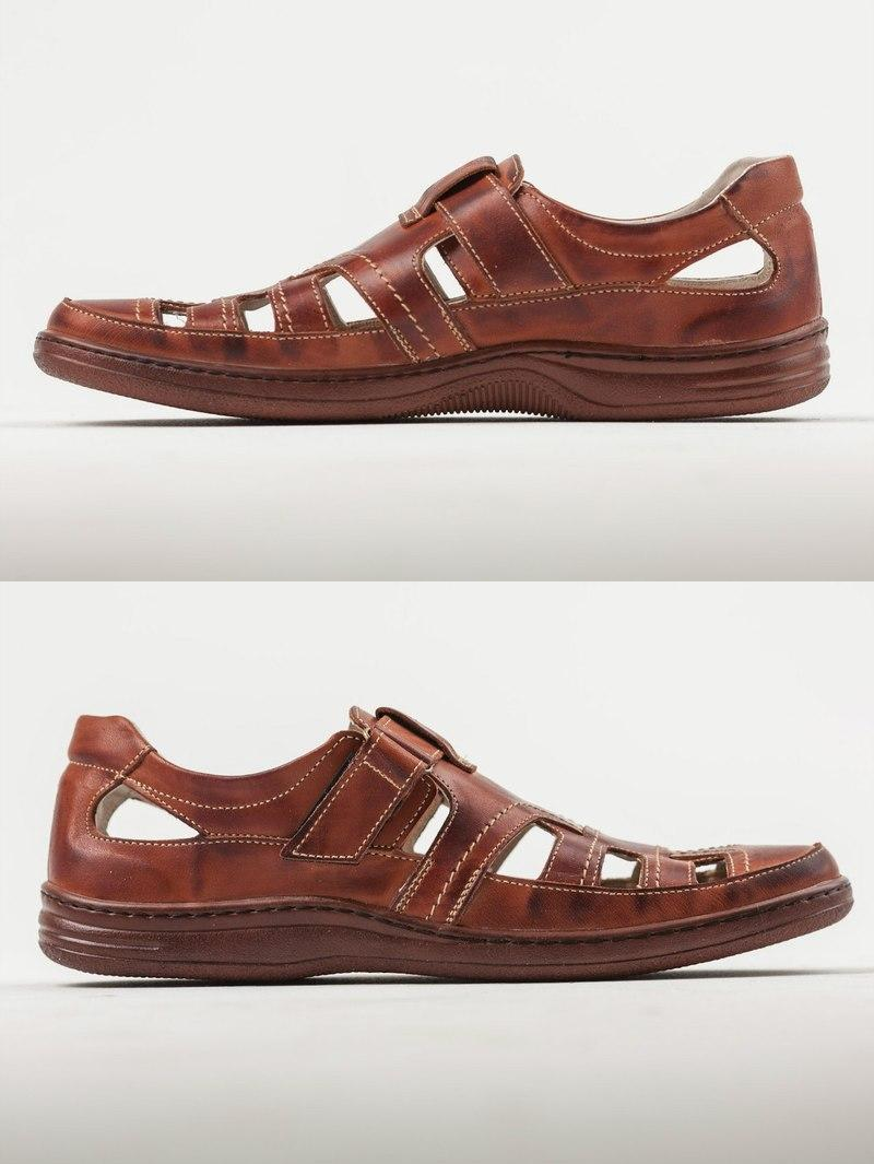 

Мужские кожаные летние туфли Comfort Leather brown 43, Коричневый