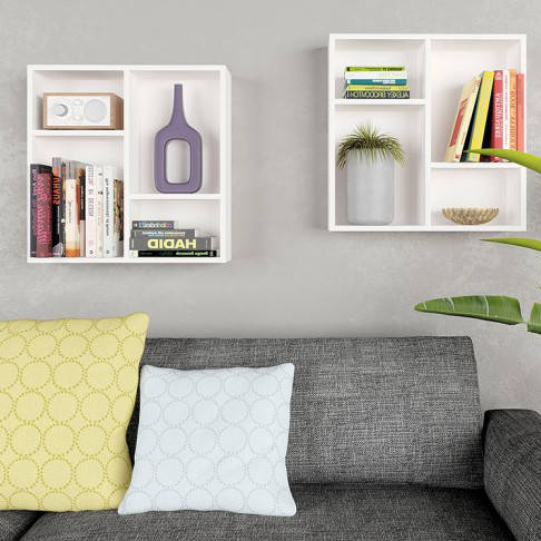 

Навесные полки для книг и декора, комплект настенных полок из 2шт G0066, Цвет