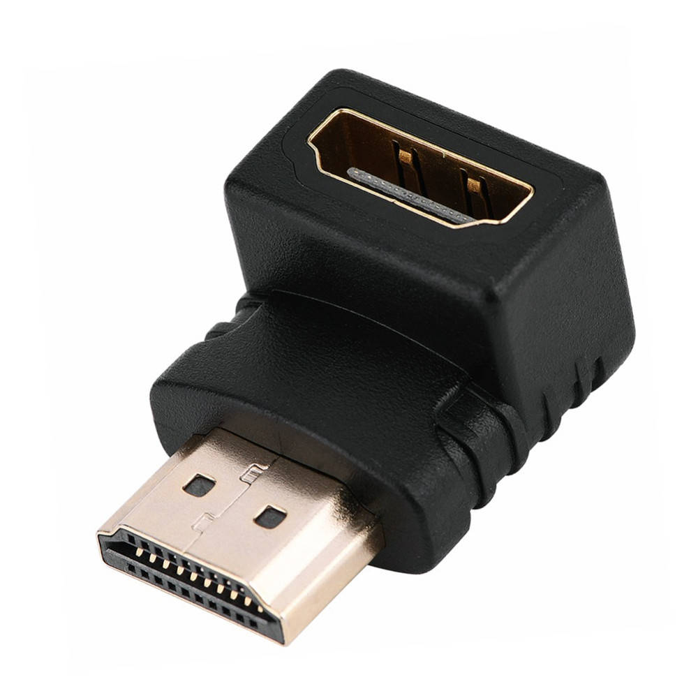 

Переходник аудио-видео, адаптер HDMI угловой (штекер - гнездо), Gold, корпус пластик