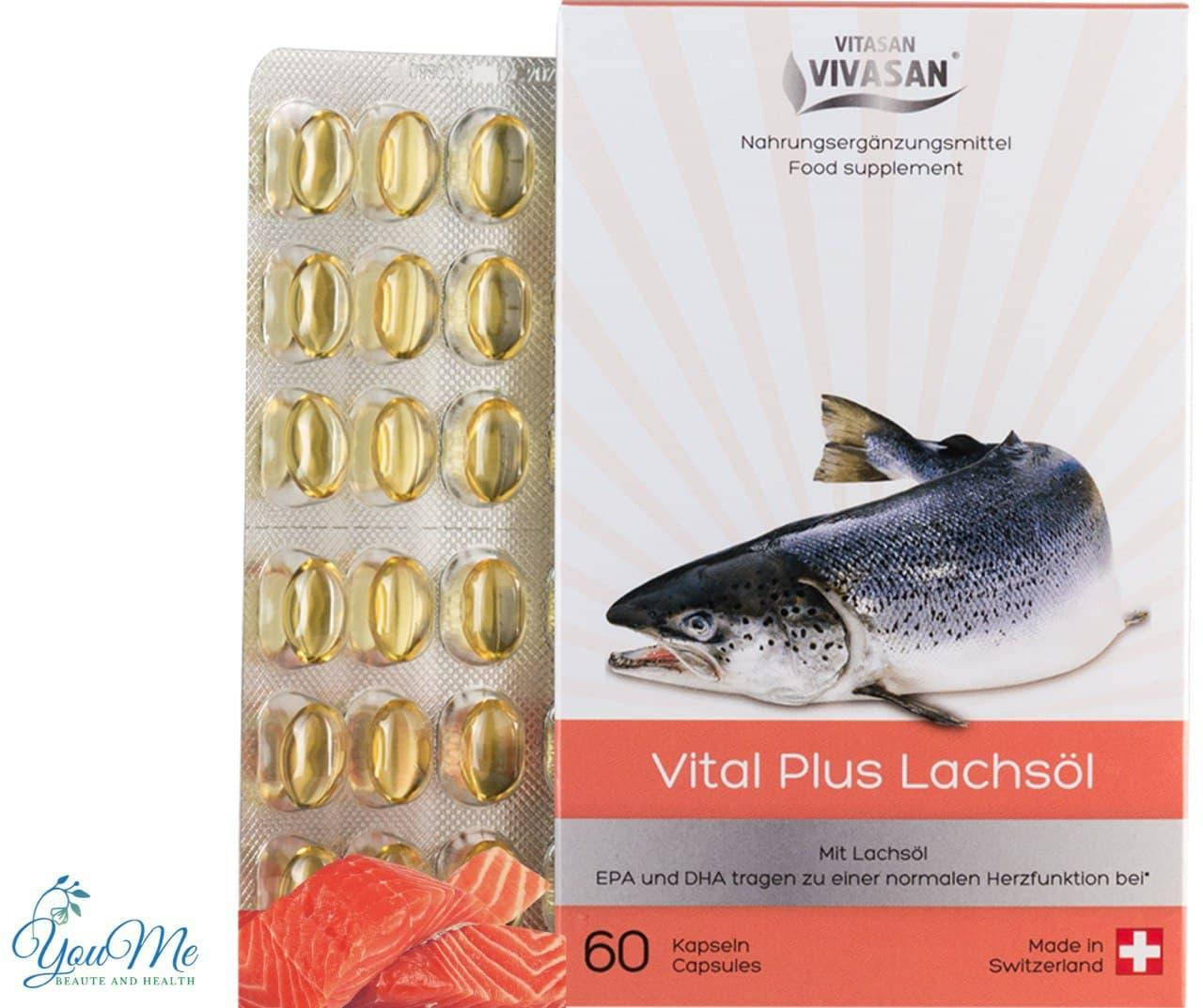 

Капсулы Vital plus Lachsol Vivasan («Витал Плюс», рыбий жир, Омега-3, Швейцария, 60 шт.)