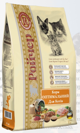 

Ройчер Оптимальный сухой корм для котов 6 кг