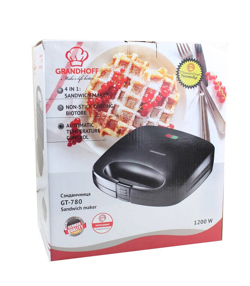 

Сендвичница GRANT GT 780 1200W 4in1 бутербродница, вафельница, орешница, гриль