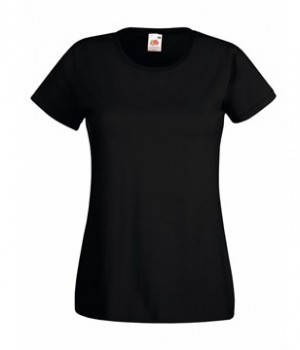 

Женская приталенная футболка Fruit of the loom Valueweight T Ladies 100% хлопок однотонная базовая M, 36 Черный