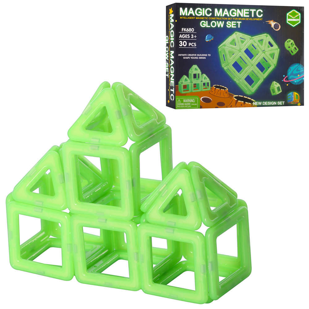 

МАГНИТНЫЙ КОНСТРУКТОР MAGIC MAGNETIC арт FK680 светится в темноте, 30дет, в кор-ке, 24-17,5-4,5см
