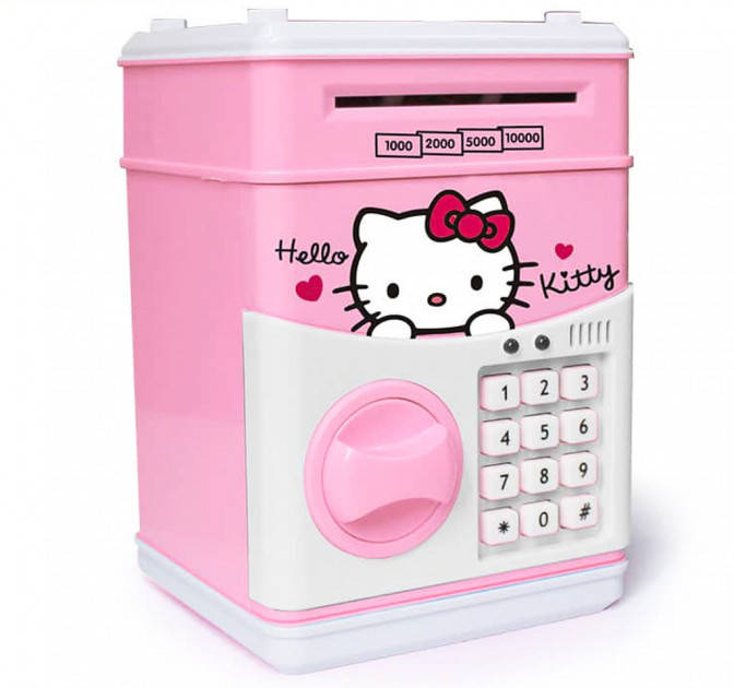 

Электронная Копилка сейф я Hello Kitty с кодовым замком + купюроприемник, Розовый
