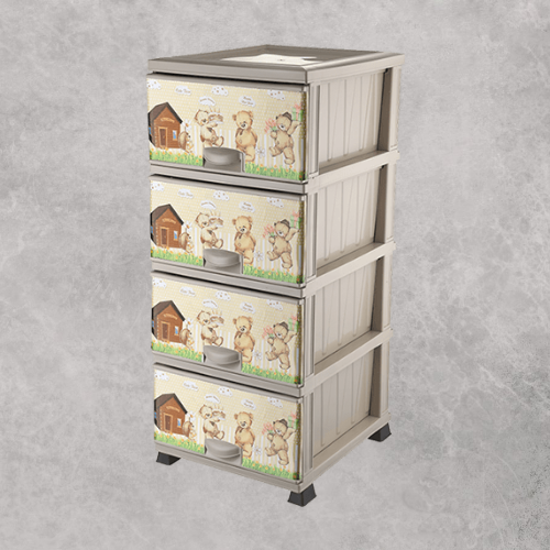 

Вместительный пластиковый комод Elif Plastik 298 с рисунком плюшевых мишек 38x46x90| Пластмассовый комод