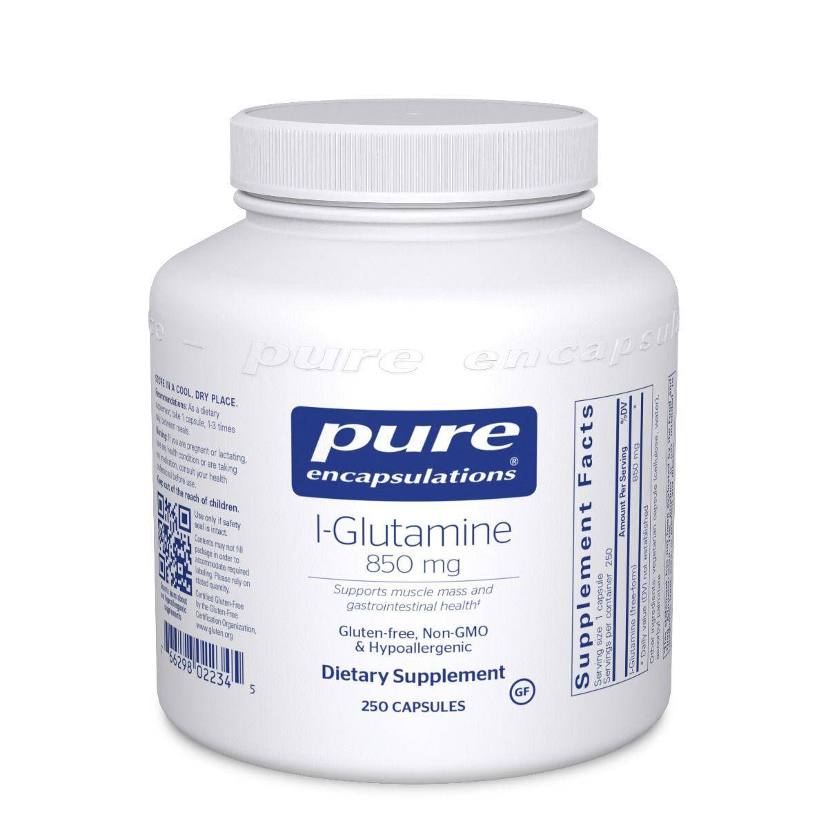 

L-глютамін, L-Glutamine, Pure Encapsulations, 850 мг, 250 капсул
