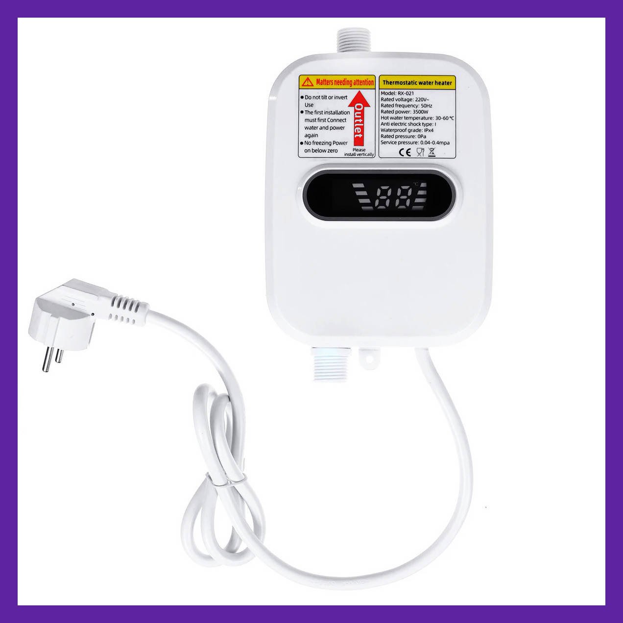 

Электрический термостатический водонагреватель душ с краном TEMMAX RX-021 в ванную и умывальник.