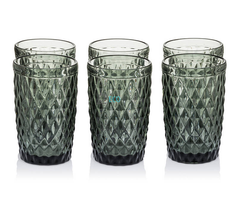 

Набір кольорових склянок 6шт Glassware 350 мл Сірий (дрібний ромб) EK9026, Серый