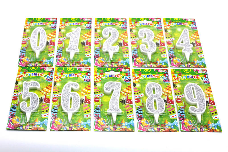 

Свеча на торт белые-серебро "2"