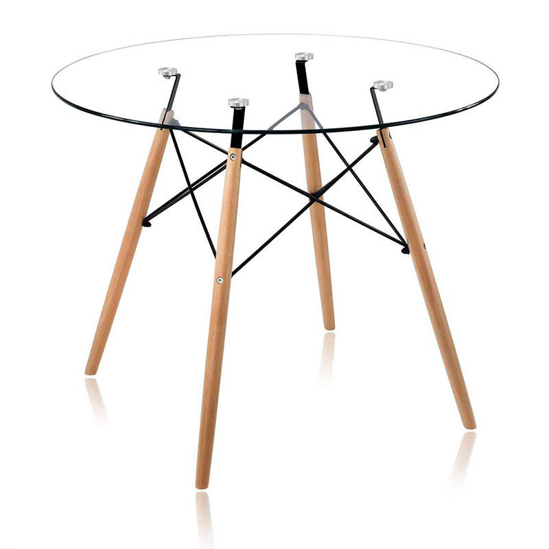

Стол стеклянный СДМ-Групп Имз Eames , ножки бук, диаметр 80 см прозрачный