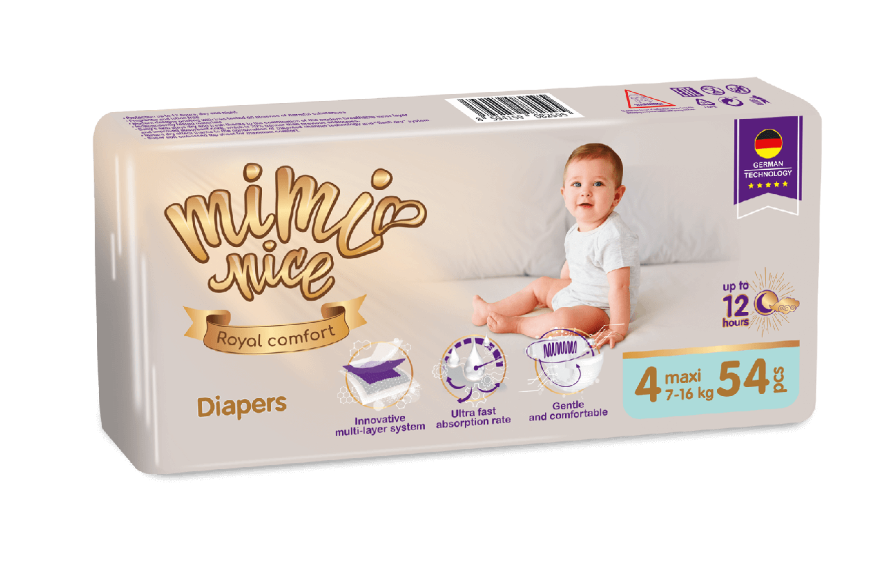 

Подгузник Mimi Nice Royal comfort 4 maxi 7-16 кг 54 шт, Белый