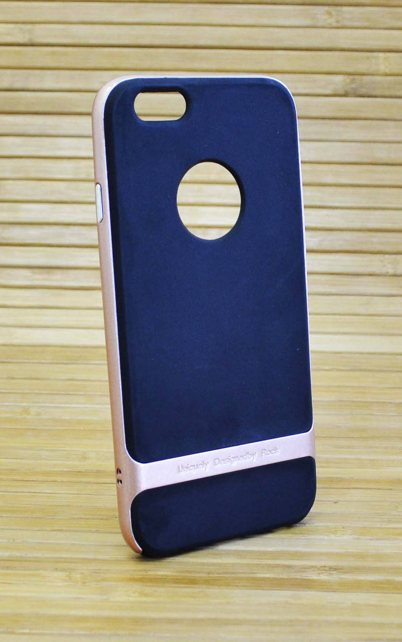 

Силиконовый чехол на Айфон, iPhone 6 / 6s ROCK черный, розовый ободок