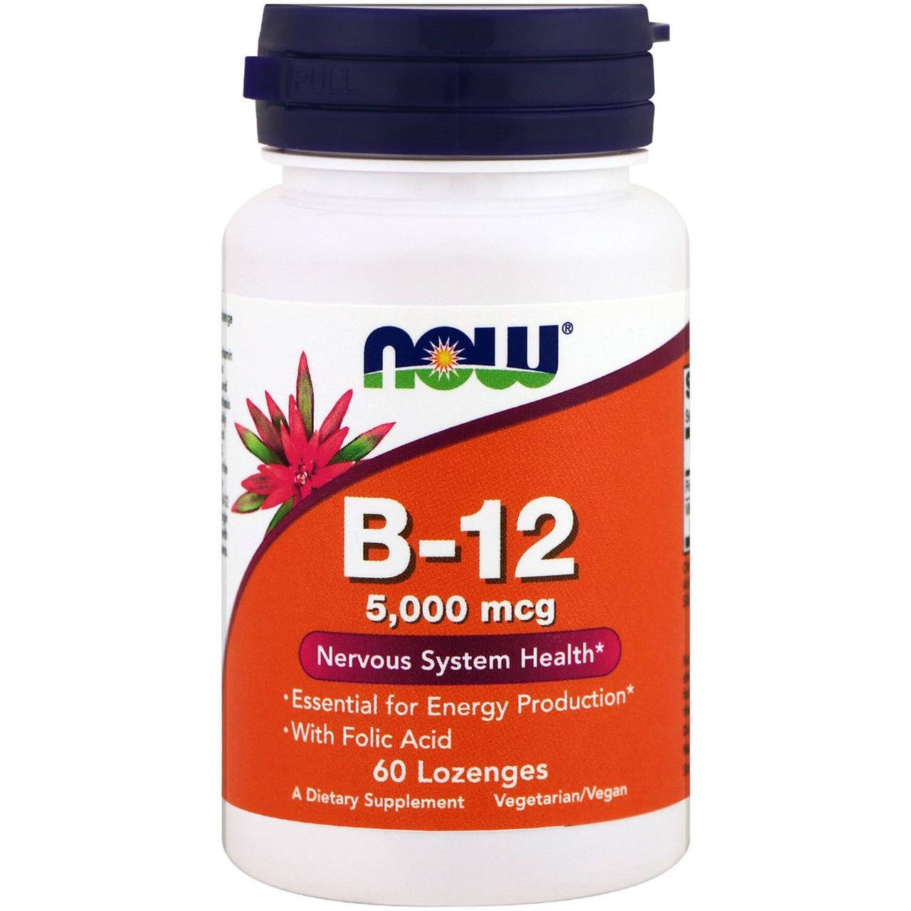 

Витамин В12 (цианокобаламин) Vitamin B 12 Now Foods, B-12, 5000 мкг, 60 леденцов