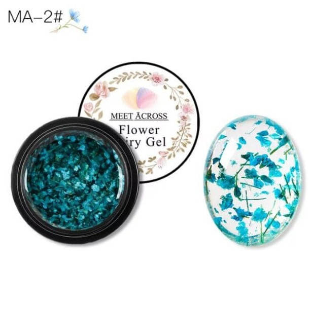 

Гель с сухоцветами Flower Fairy Gel №2 прозрачный с бирюзовыми цветами