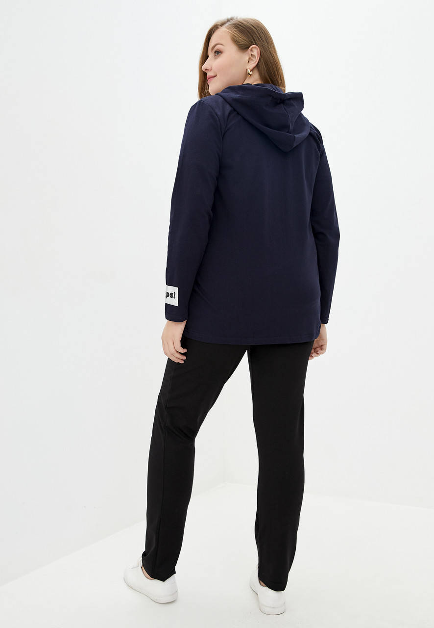 

Демисезонный яркий женский спортивный костюм из трикотажа двунитка и вставок из эко-кожи 56, Синий