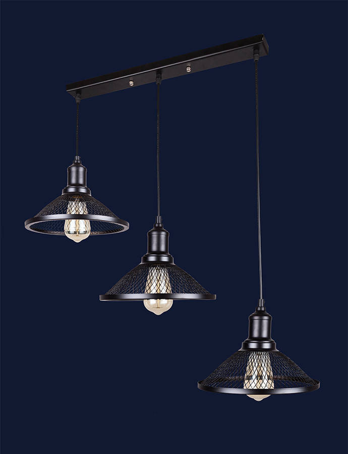 

Люстра-подвес в стиле лофт черная 907009F-3 BK (700), Черный