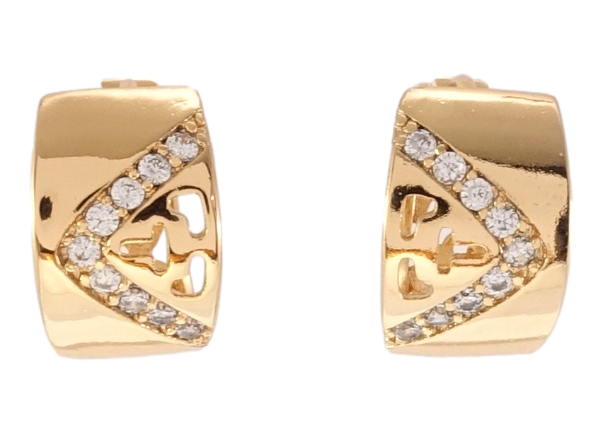 

Серьги Xuping Позолота 18K колечки "Широкие с узором цирконием и фигурными вырезами"