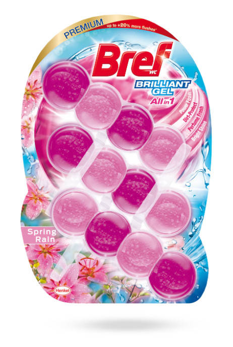 

Очищающий блок для унитаза Bref Brilliant Gel Весенний дождь 3*42г