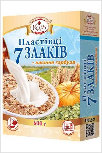 

Суміш пластівців 7 злаків+насіння гарбуза миттєвого приготування 600 г ТМ Козуб Продукт