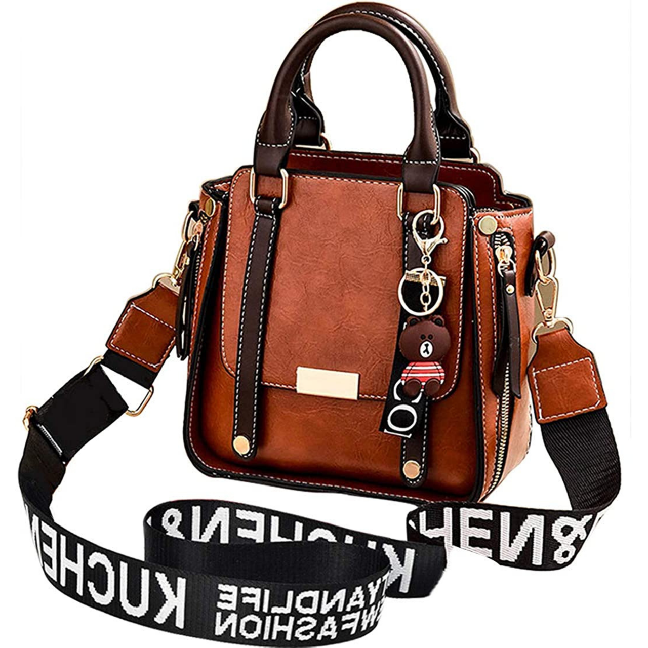 

Женская сумка из кожзама темно-коричневого цвета, коричневая сумка на каждый день, сумка на ремне AL-3597-76, Коричневый