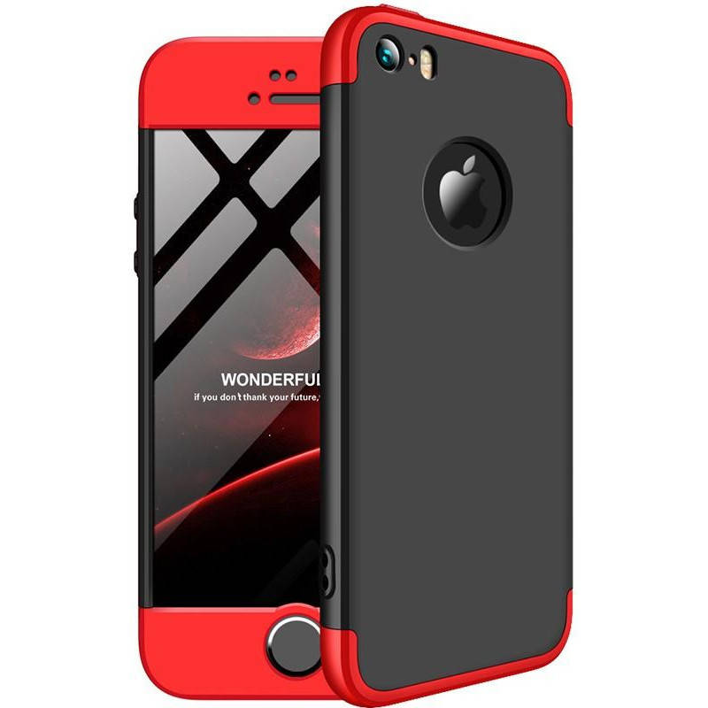 

Чехол GKK 360 для Iphone 5 / 5s / SE Бампер оригинальный black-red с вырезом