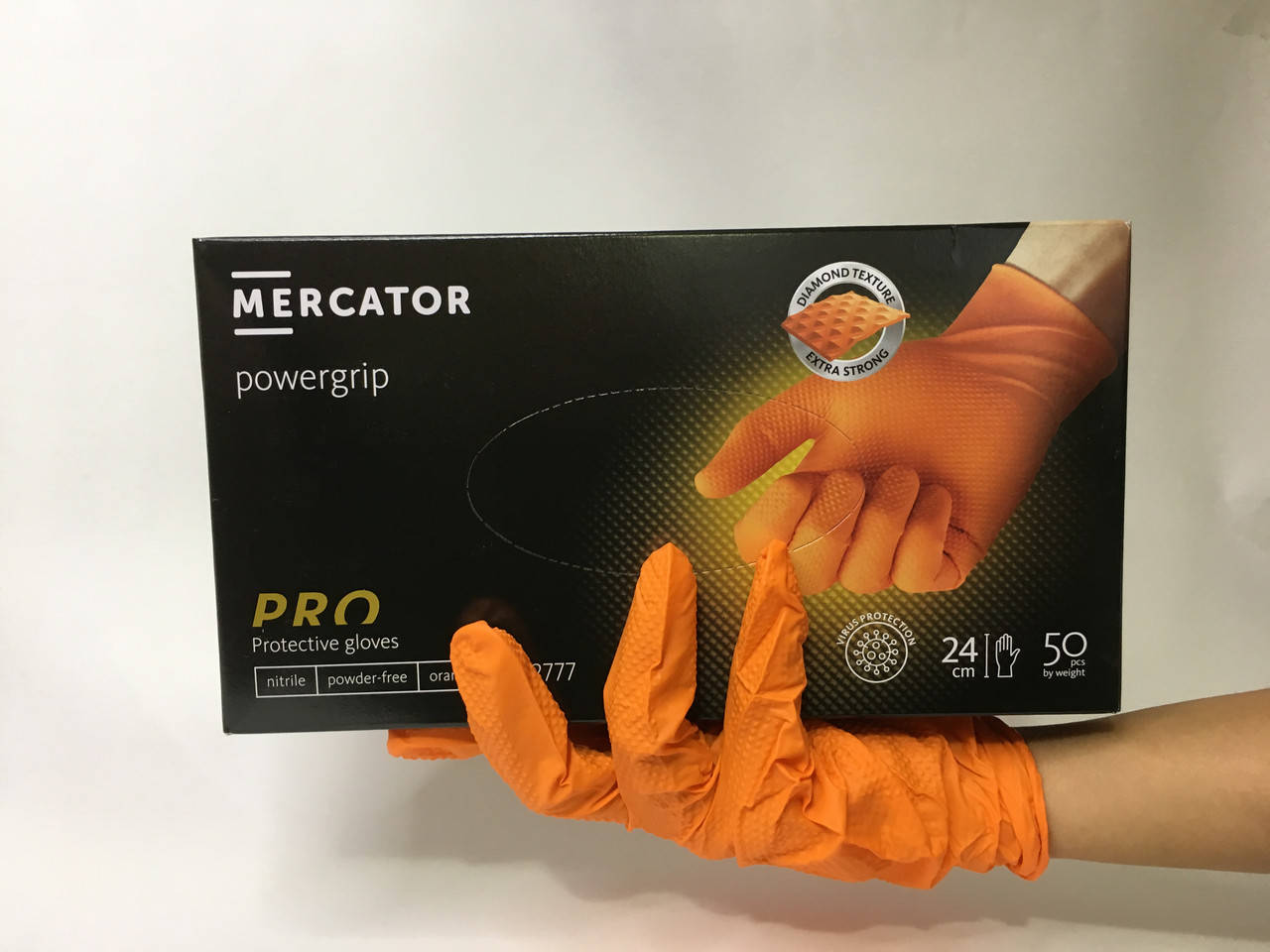 

Перчатки нитриловые Cупер прочные POWERGRIP  (25 пар/уп) оранжевые, Оранжевый