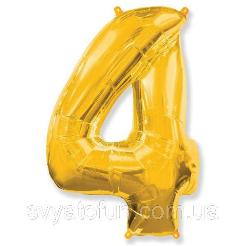 

Фольгированный шар цифра "4" золото 40" FlexMetal