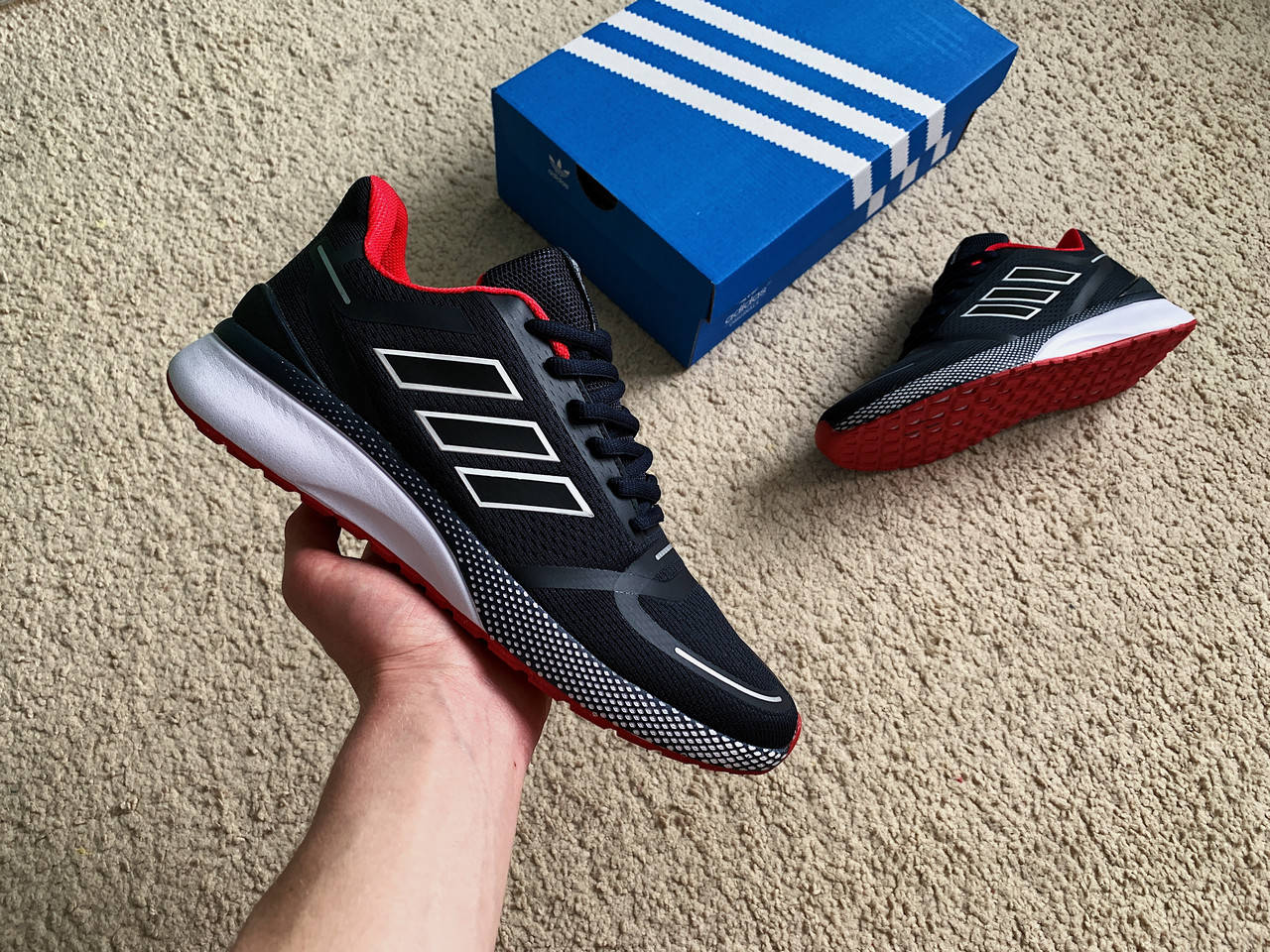

Мужские кроссовки в стиле Adidas Nite Jogger Blue Red синие с красным, Синий