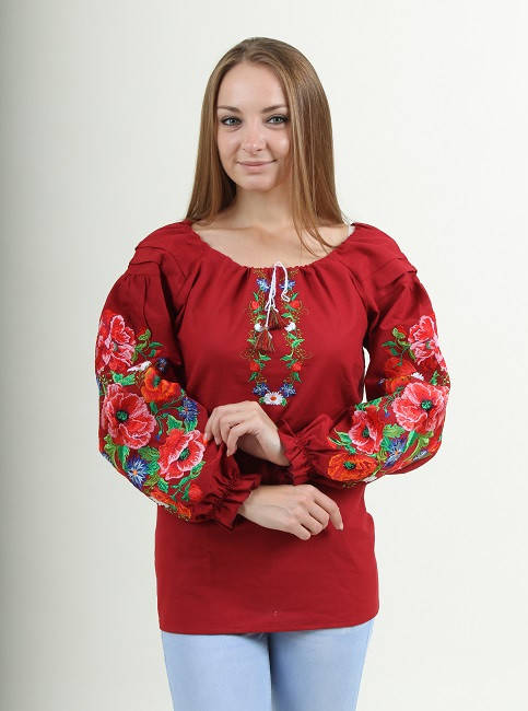 

Женская вышиванка большого а Пламенный вихрь (вишневая)