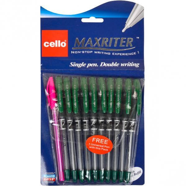 

Ручка шариковая Cello Maxriter зеленая, 10+1