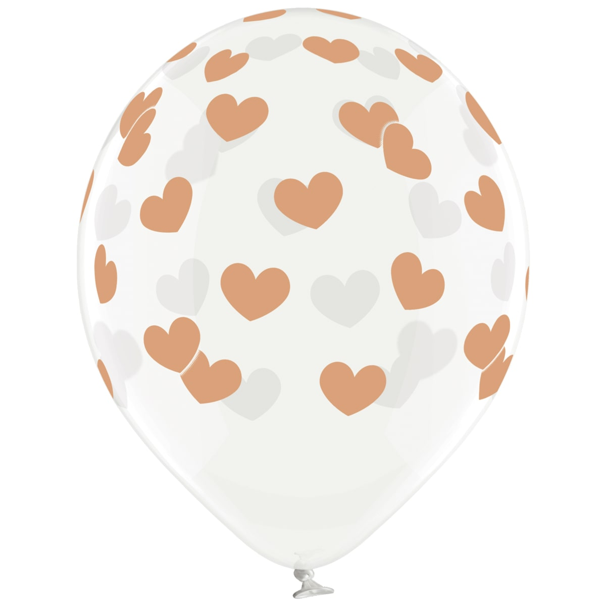 

Латексный шарик BELBAL 12"(30 см) Сердца розовое золото (на прозрачном), Персиковый
