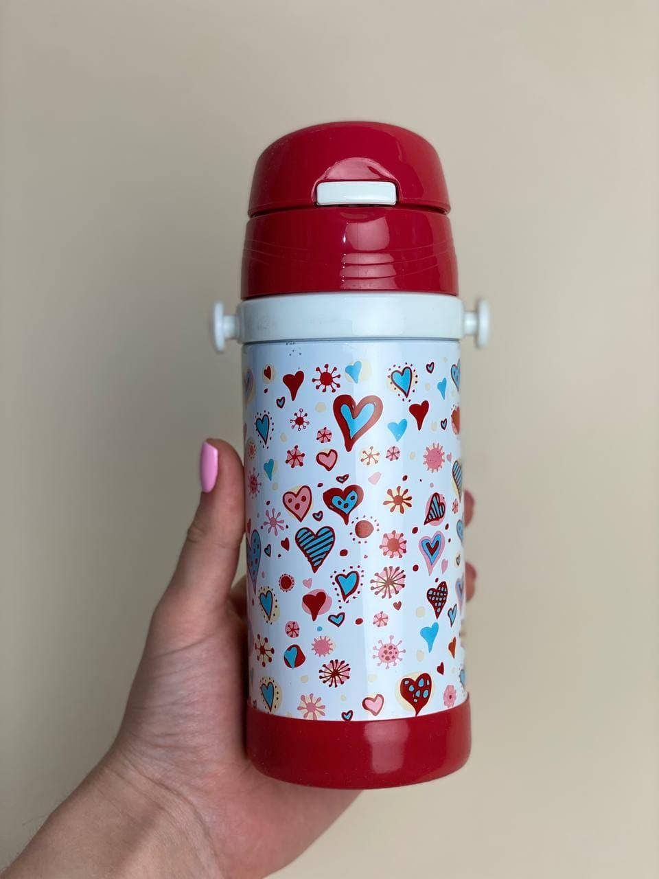 

Термос детский с трубочкой Memos Сердца 320мл