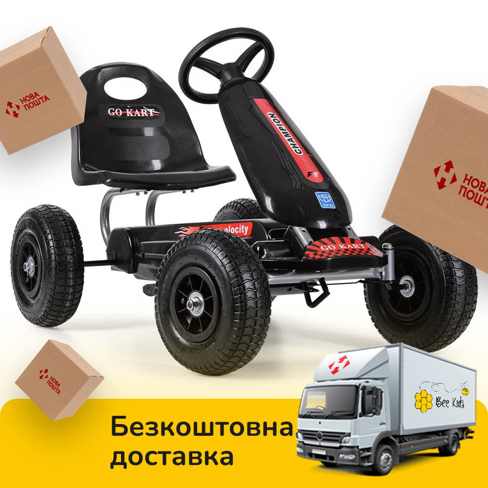 

Детский карт Bambi M 3626A-2 Черный | Педальная машинка веломобиль (машинка для картинга)