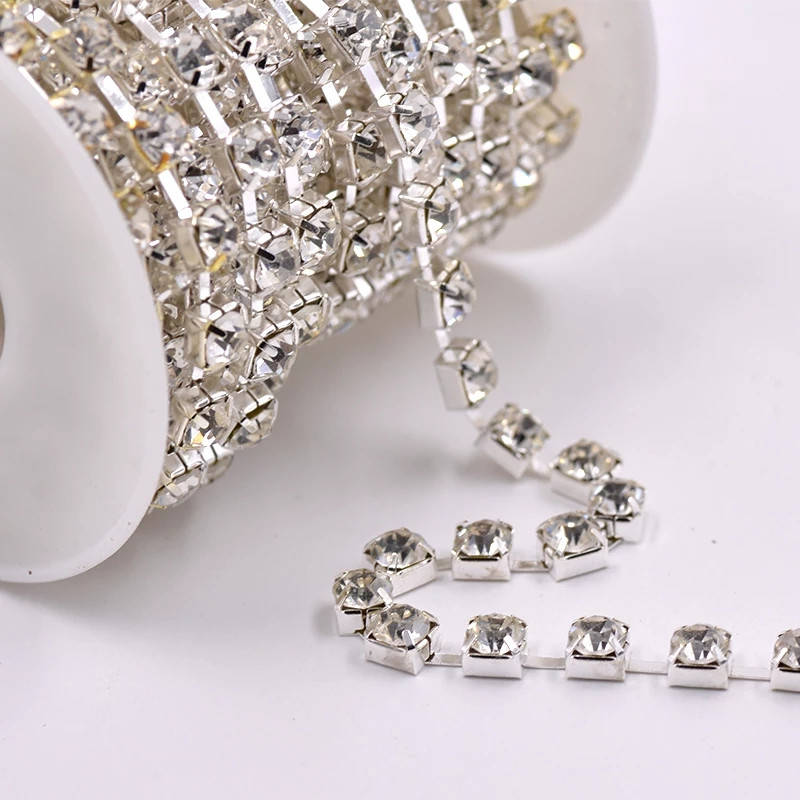 

Стразовая цепочка, ss18, Crystal/Silver, Белый