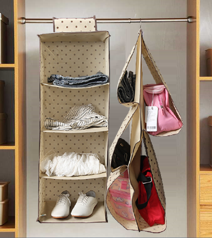 

Комплект подвесных органайзеров для хранения вещей и сумок, Бежевый