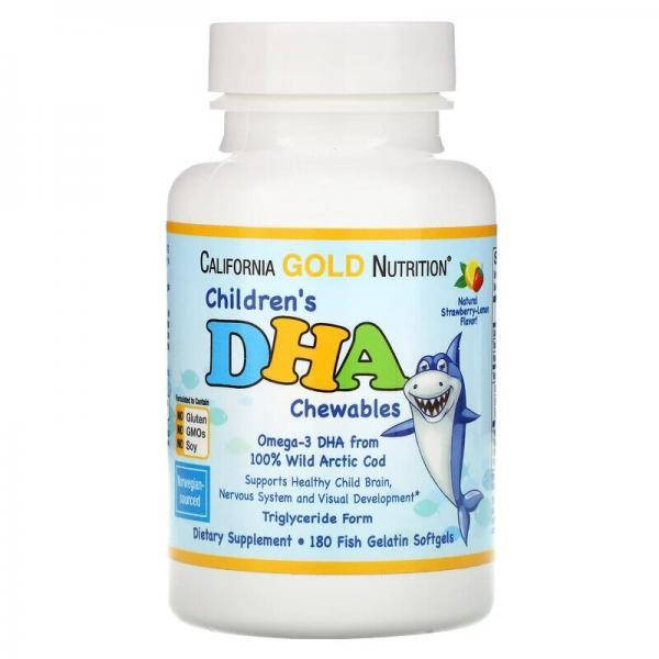 

Омега-3 детский, Children's DHA, California Gold Nutrition,180 желатиновых круглых капс