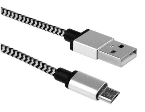 

Кабель micro USB ткань, плетенный белый Без бренда