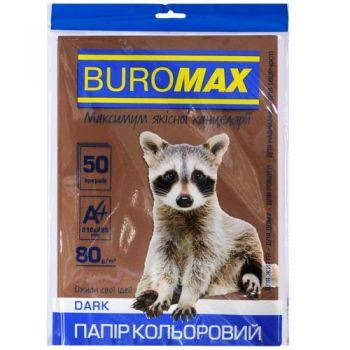 

Бумага цветная А4 80г/м2 DARK коричневая 50 листов BUROMAX ВМ.2721450-25, Коричневый