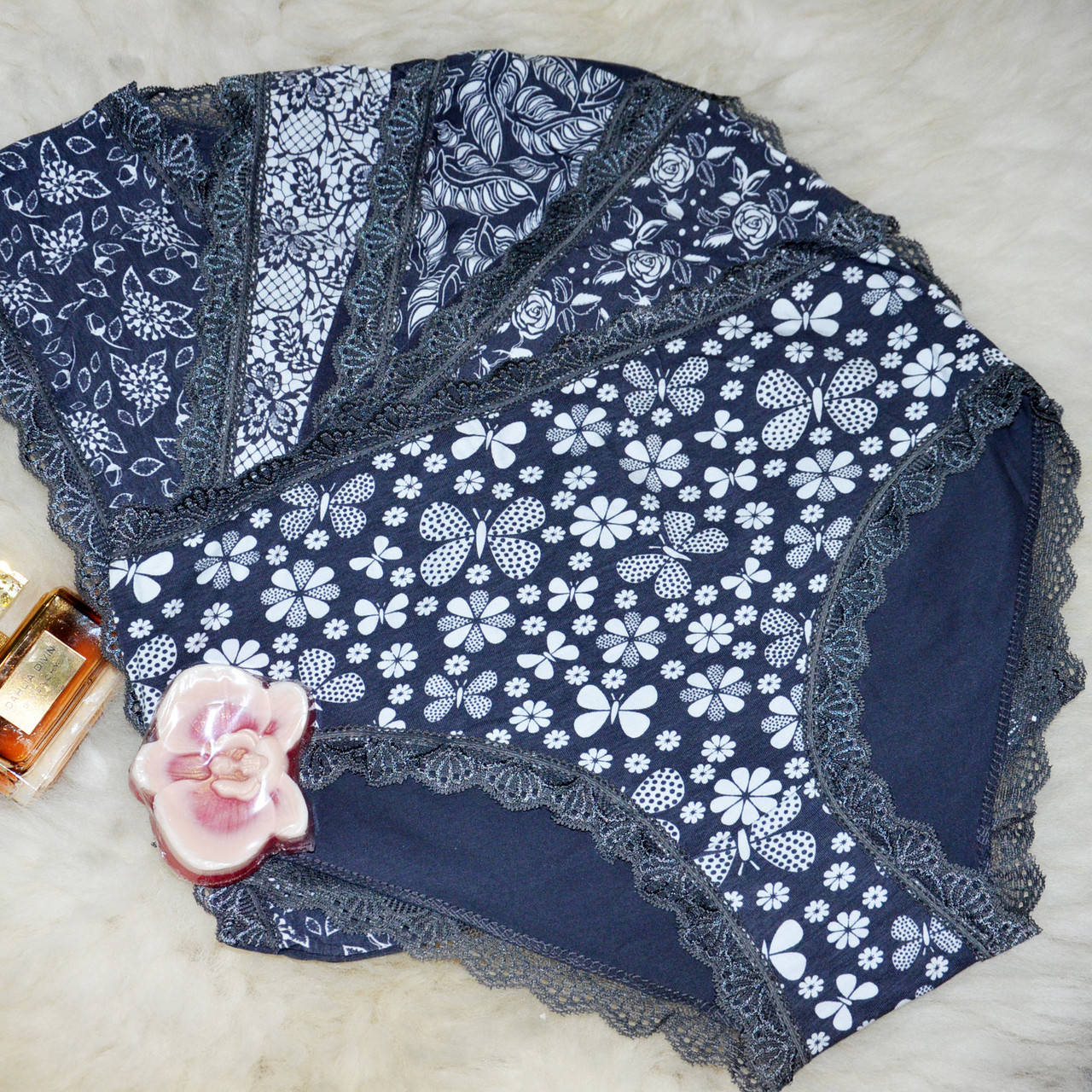 

Размер 4XL (56). Яркий Набор женских трусов из 5 штук, синие высокие хлопковые трусы с кружевом, Турция, Разные цвета