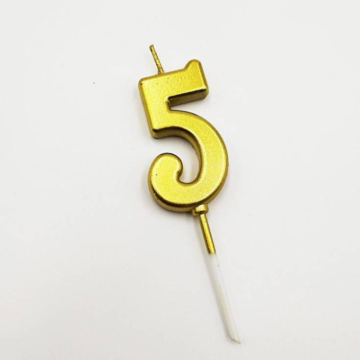 

Свеча цифра "5" в торт с позолотой