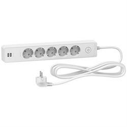 

Удлинитель на 5 розеток + USB, шнур 1.5м, белый, Unica Extend ST945U1W Schneider